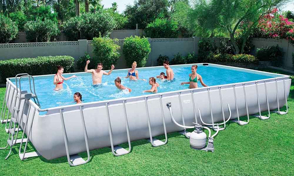 Bestway Rectangle Frame Above-Ground Pool Lifestyle